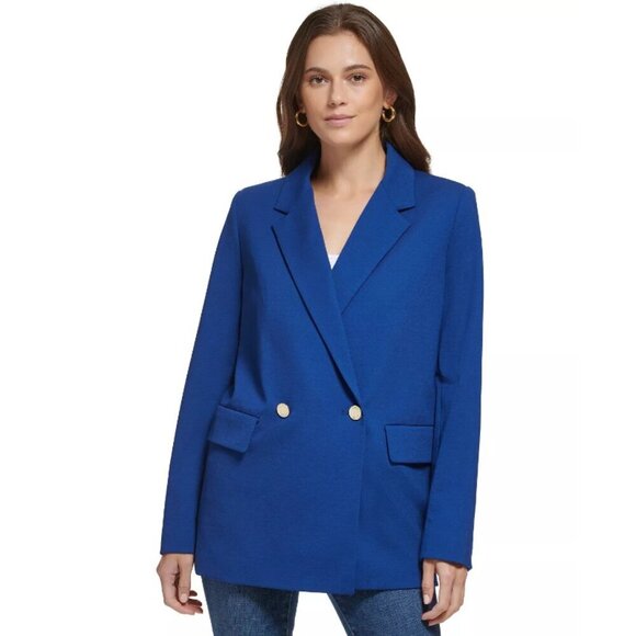 DKNY Women's Notch-Lapel Long-Sleeve Oversized Blazer, Blue NWT - Picture 1 of 4